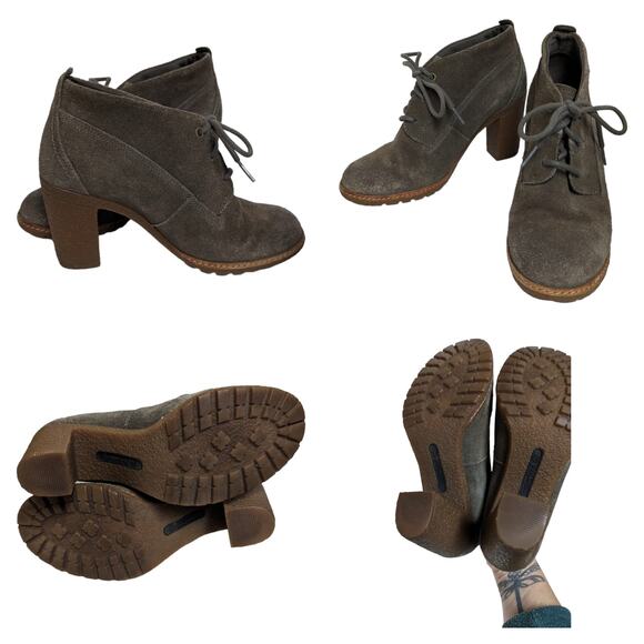 Timberland Glancy Chukka Ankle Bootie Tan Suede Lace Front Heels Size 8.5 - Picture 11 of 12